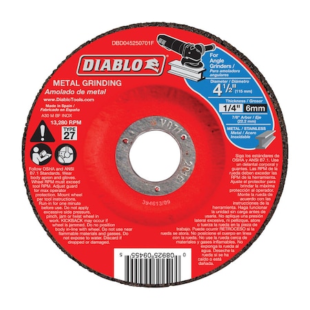 DIABLO METAL GRIND DISC 4-1/2""D DBD045250701F